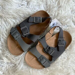 Gray Buckle Sandals
